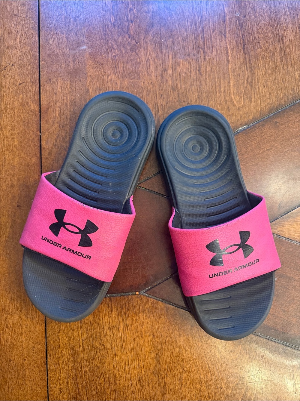 Under Armour Kids' Pink and Black Slide Sandals